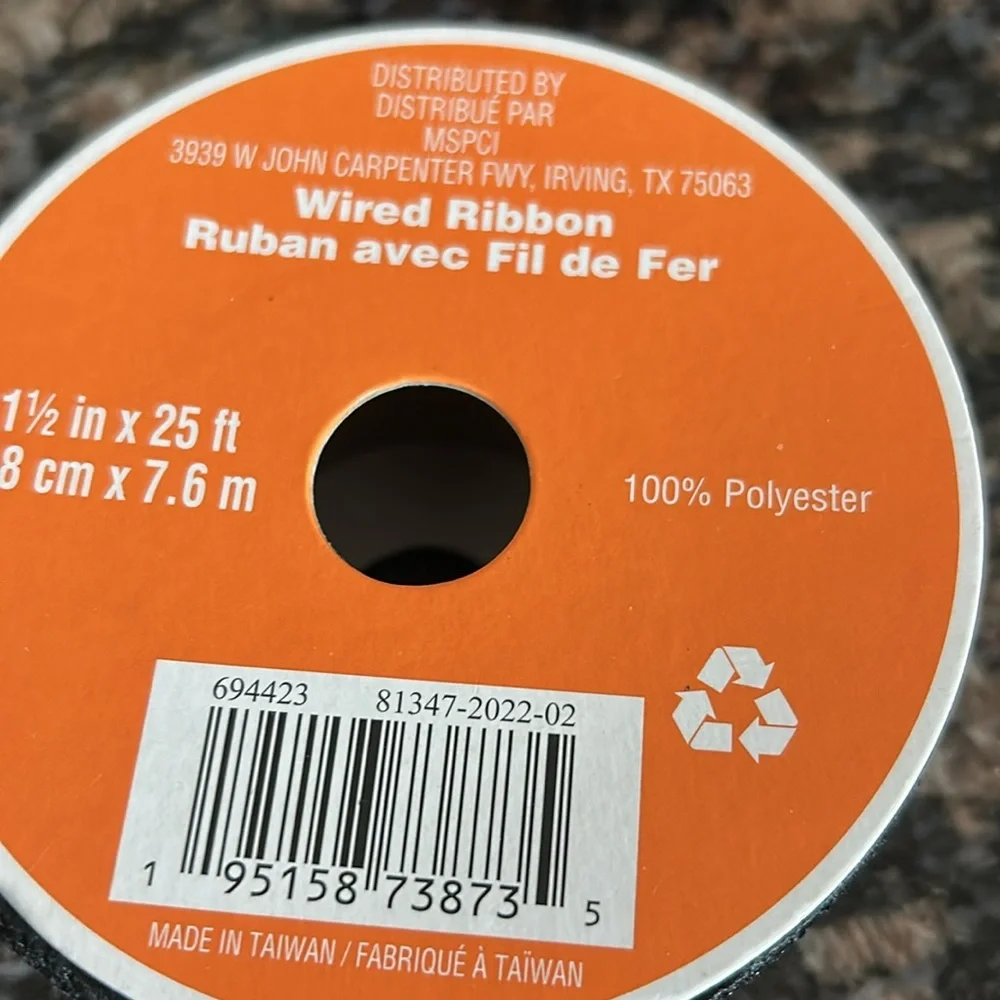 CELEBRATE IT WIRED BLACK & ORANGE RIBBON 1.5